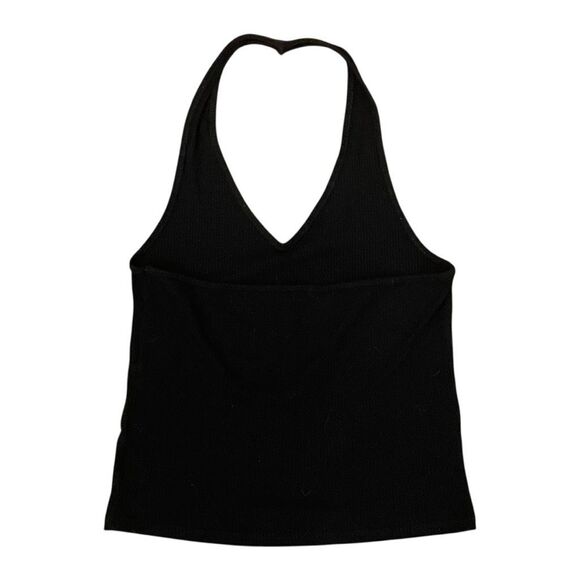 American Eagle AE Black Ribbed Knit Halter Top Pull-Over M - Picture 4 of 6